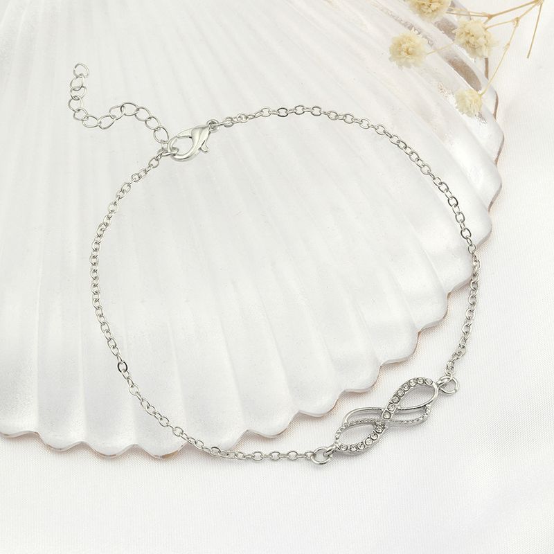 Cavigliera con simbolo dell'infinito, numero 8, gioielli per piedi squisiti, personalità, intarsi di diamanti, accessori da spiaggia_voghion.com