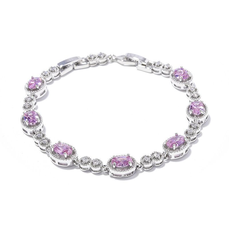 Korean Blue Color Treasure Rectangular Light Pure Handmade Inlaid Geometric Colored Zircon Bracelet For Women_voghion.com