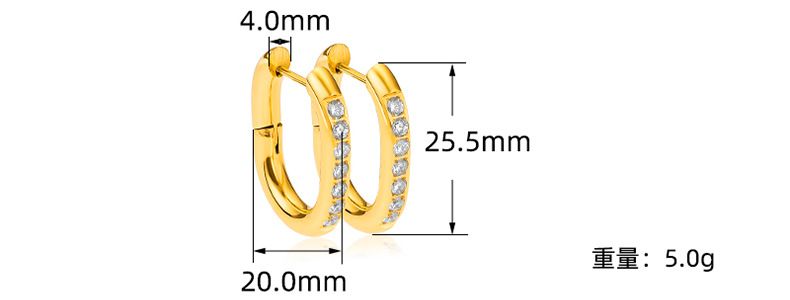 Eleganti orecchini tondi alla moda in oro rosa con anello rotondo, semplici orecchini in acciaio inossidabile con sette diamanti intarsiati esagerati_voghion.com