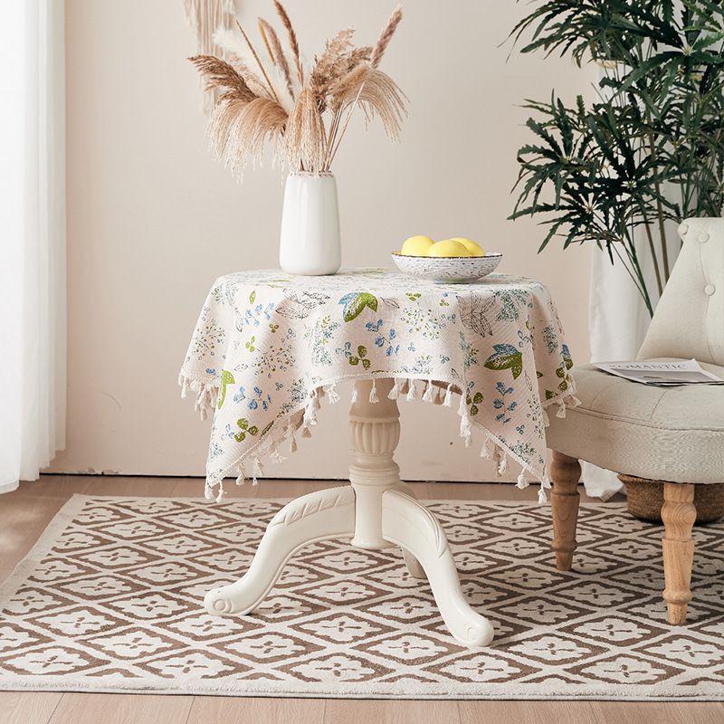 Green Leaf Poly-Cotton Tablecloth – Scandinavian Style Rectangle Cover For Dining & Coffee Tables | Heatproof, Anti-Slip & Dust-Resistant_voghion.com