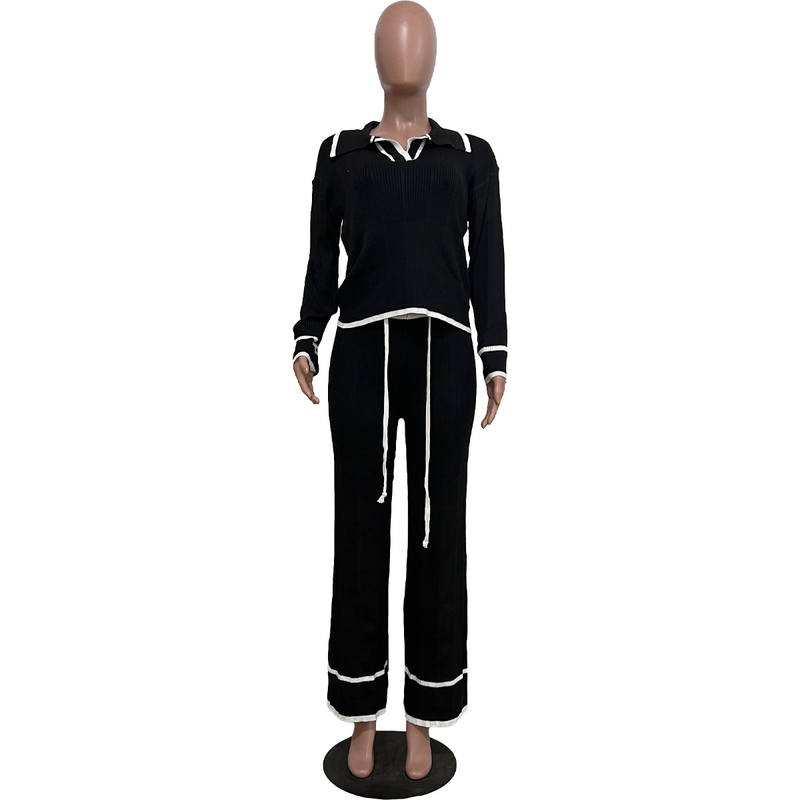 Pantaloni larghi in maglia casual da donna_voghion.com