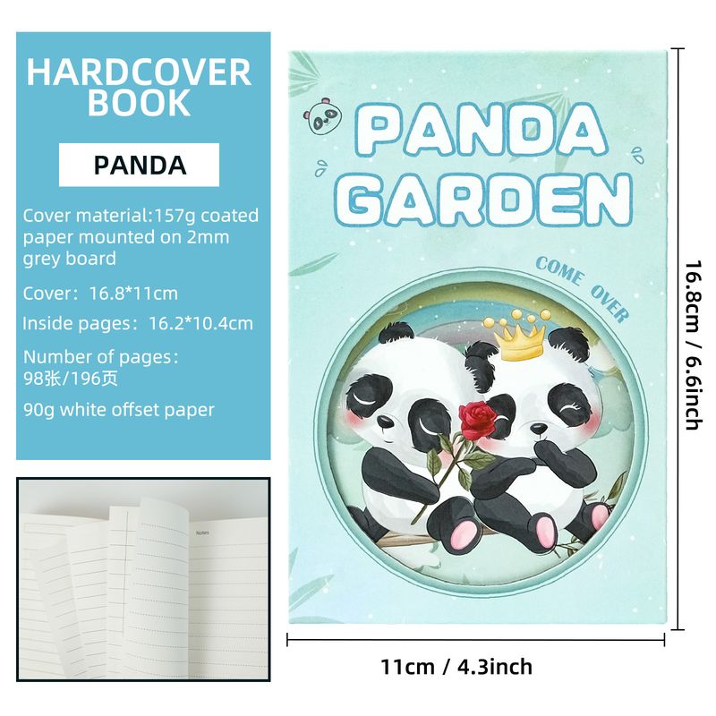 Education & Office Supplies Cute Cute Pet Series Flower Panda Cover Triple Folding Notebook Student Classroom Record Book_voghion.com