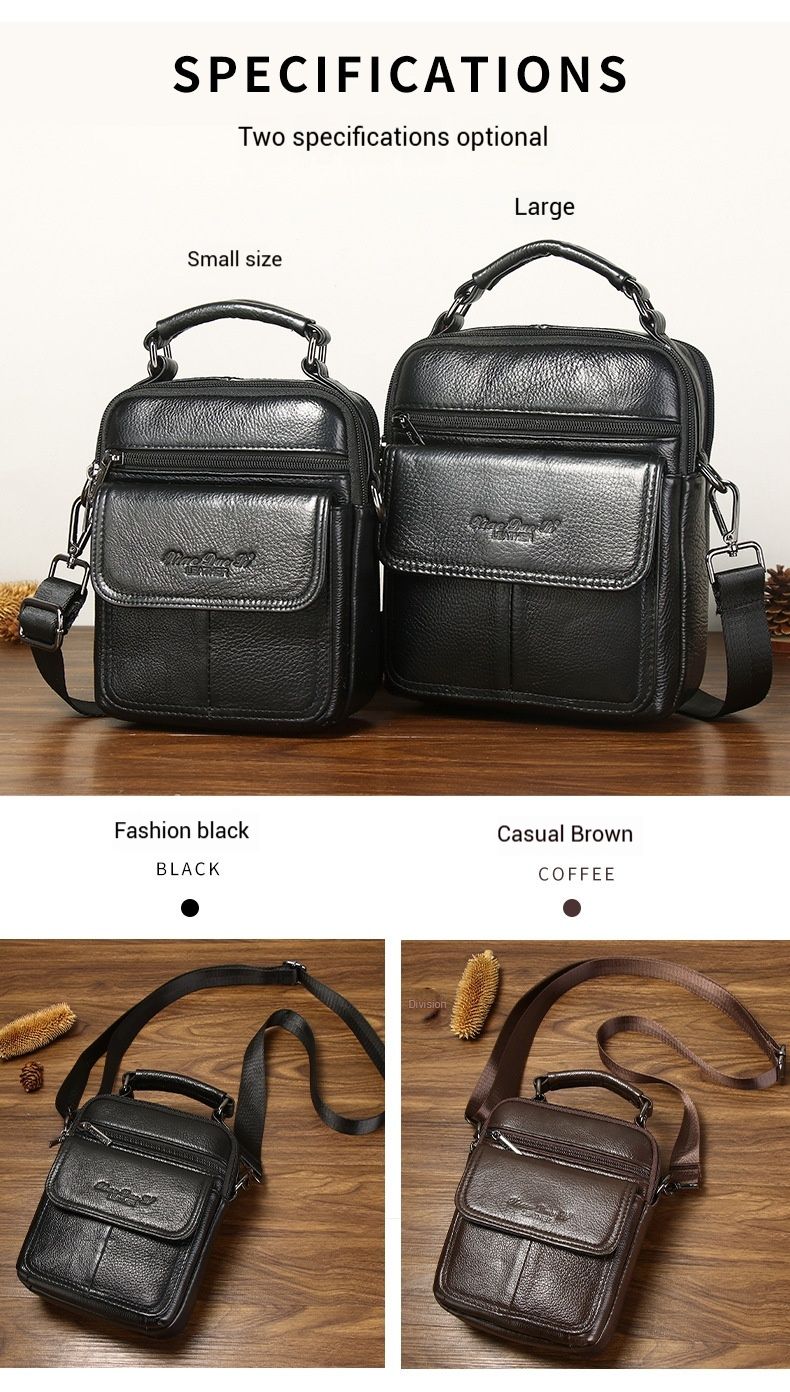 Zaino casual da uomo in pelle con tracolla, strato superiore in pelle di mucca, grande capacità, piccola borsa multifunzionale, borsa a mano_voghion.com