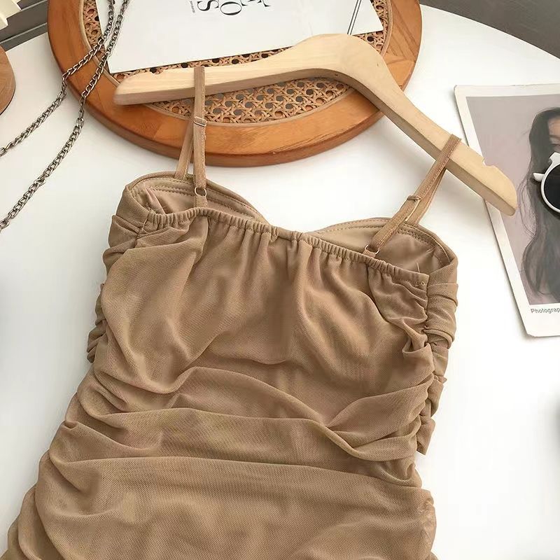 Plus Size Twisted Cross Ruched Low-Cut Bodycon für Frauen 2024 Sommer Neues Slim Fit Slimming Strap Kleid_voghion.com