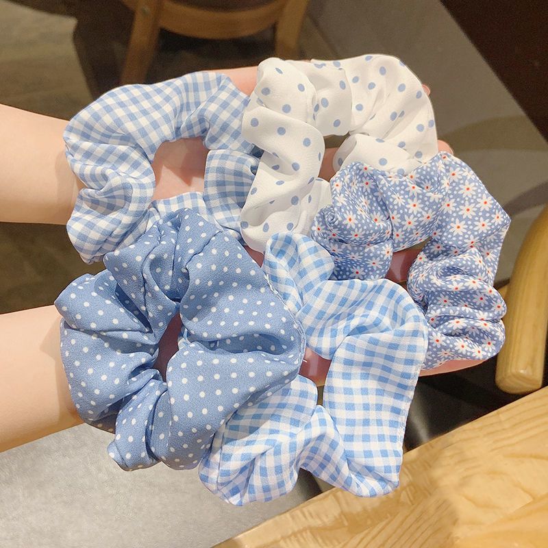 Grande scrunchie per capelli coreano per studenti, fresco e carino, con rete rossa, semplice, a quadri, con coda di cavallo_voghion.com