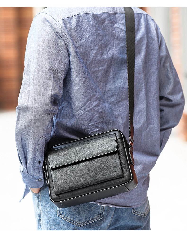 Borsa a tracolla da uomo in vera pelle - Borsa a tracolla in morbida pelle bovina pieno fiore per l'uso quotidiano, elegante e resistente, adatta a laptop da 14 pollici_voghion.com