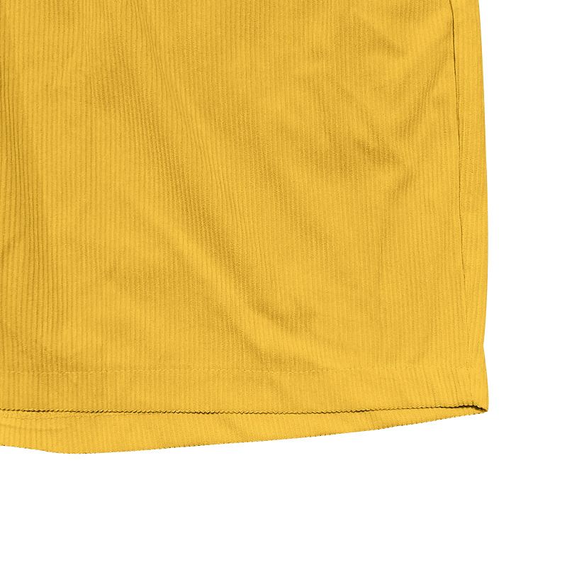 Pantalon décontracté à lacets et cinq points pour homme, couleur unie, en velours côtelé, simple, été 2024_voghion.com