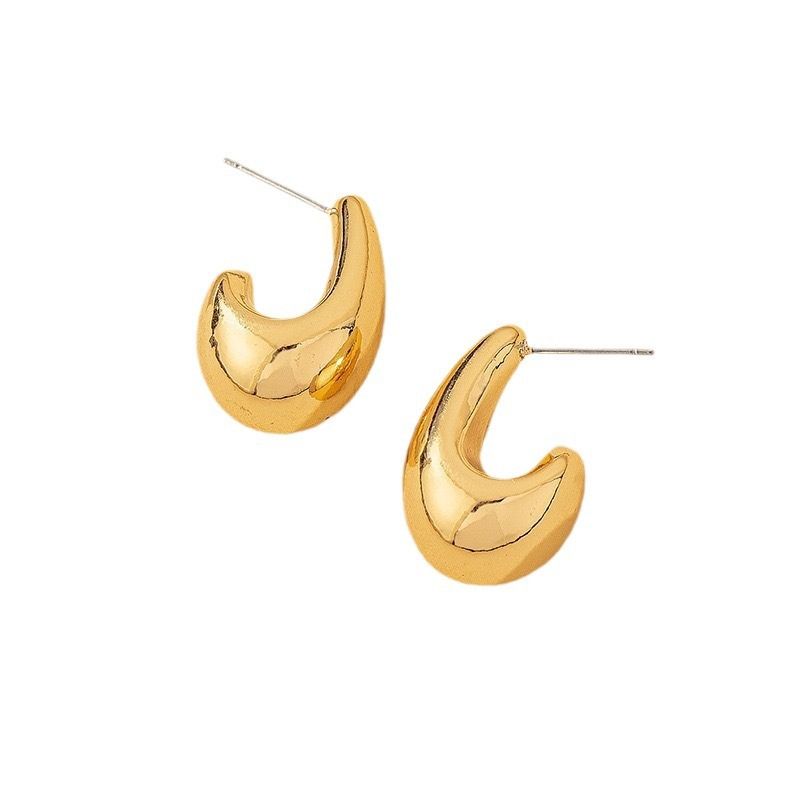 Orecchini a bottone semplici e geometrici a goccia d'acqua per donna, stile minimalista versatile, 2023, gioielli_voghion.com