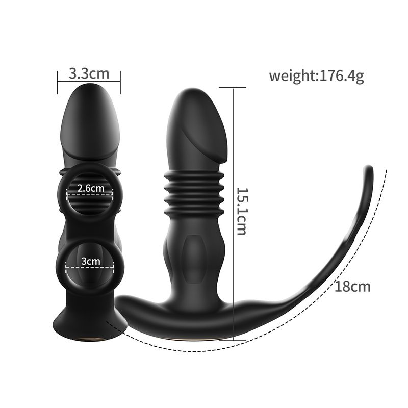 Hande Großer wiederaufladbarer Anal-Prostata-Massagevibrator aus Silikon mit Fernbedienung, langer vibrierender Butt Plug, große Analkugeln für Frauen und Männer_voghion.com