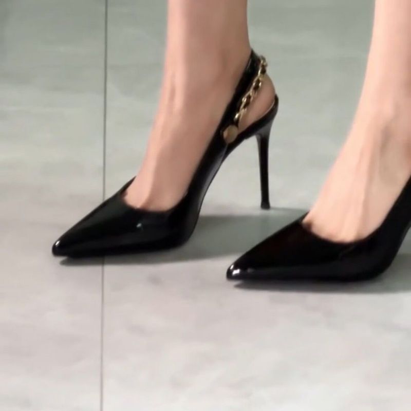 26ss High-End Petite Höhe-Erhöhen Wunsch Professionelle Schuhe Internet Promi Neue Spitz Schwarz Weich_voghion.com