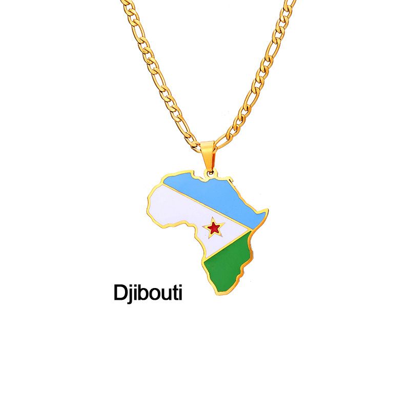 Collana con mappa in acciaio inossidabile a goccia di olio, ciondolo geometrico in acciaio al titanio, nuovi gioielli di moda 2022_voghion.com