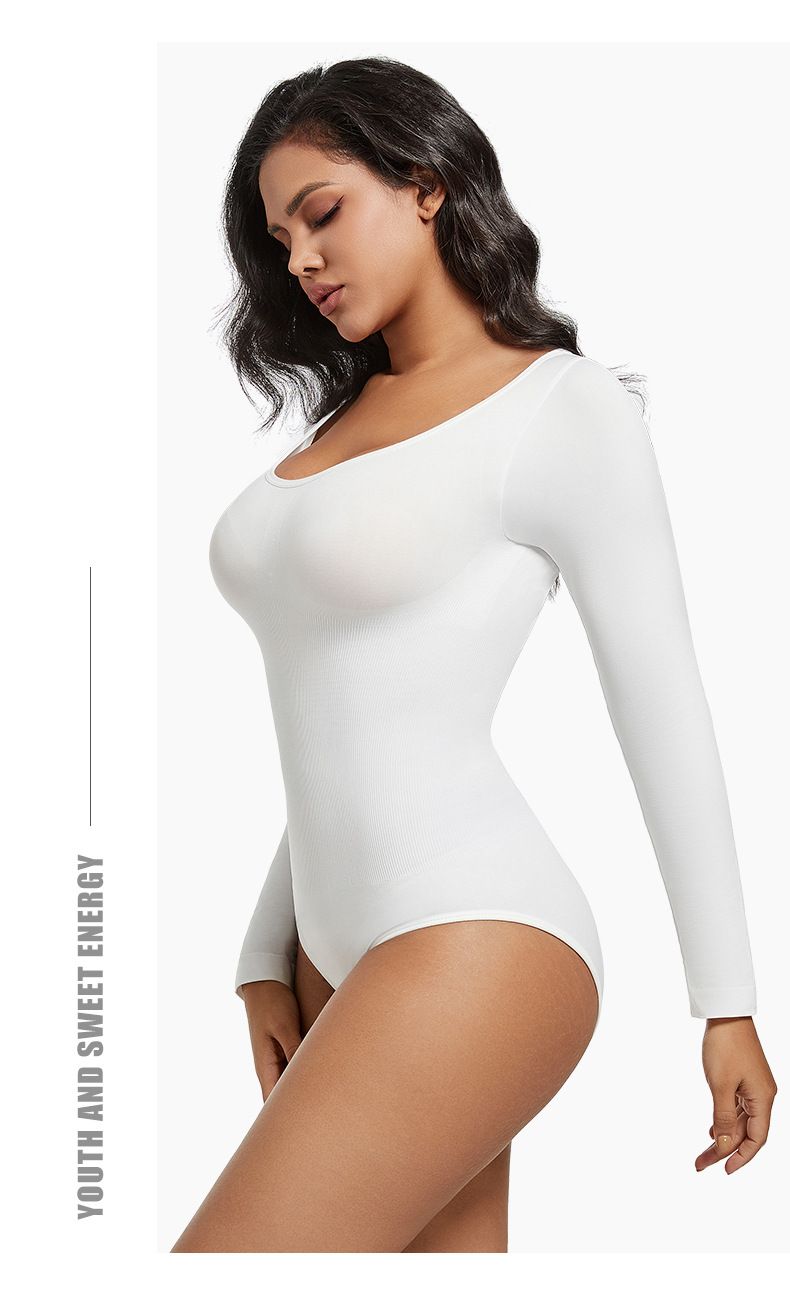 Naadloze shapewear bodysuit voor vrouwen - afslankende lingerie met lange mouwen en verstelbare bandjes, plus size_voghion.com