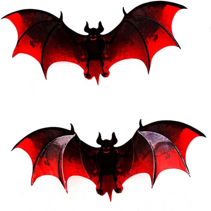 12PCS Colorful Stereoscopic Bat Halloween Stickers Decorative Party Wall Stickers_voghion.com