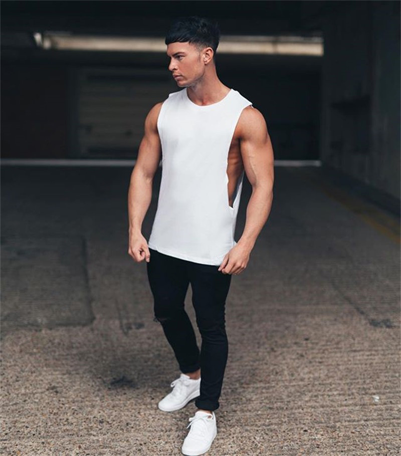 Neuer Trend für Herren-Fitness, Sport, Laufen, Bewegung, Freizeit, personalisierte elastische Baumwollweste_voghion.com