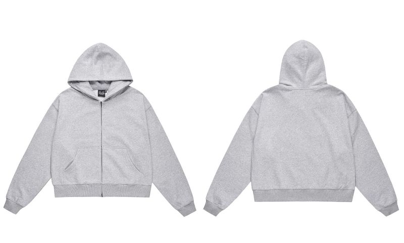 Herrenbekleidung Unisex Casual Kapuzenpullover - Kurzärmlige Reißverschlussjacke mit entspannter Passform in Unifarben (Grau, Schwarz, Beige) für Männer und Frauen_voghion.com