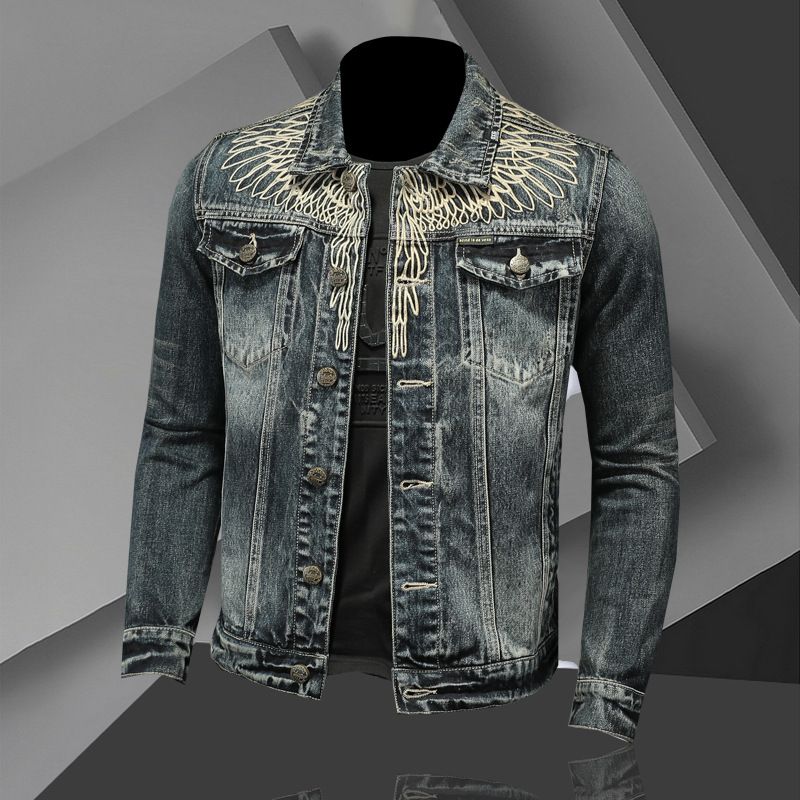 Herren Jeansjacke Retro Slim Fit Streetwear Motorrad Biker Mantel Für Den Täglichen Gebrauch Jeansjacken_voghion.com