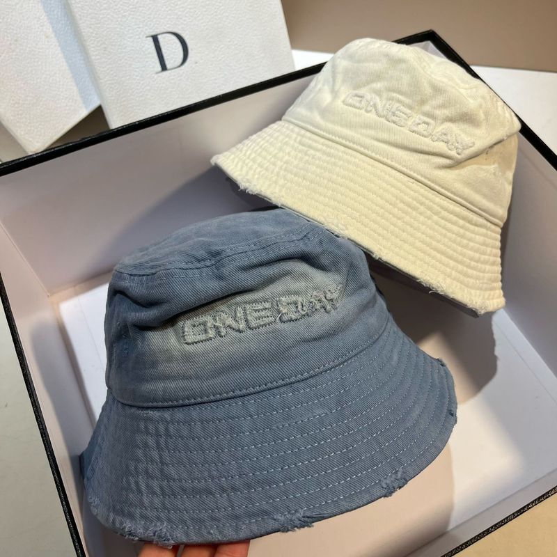 2025 American Washed Brushed Cotton Fisherman Spring And Autumn New Style Ripped Embroidered Letters Casual Outdoor Travel_voghion.com