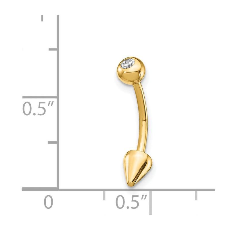 14k 16 Gauge CZ Cone Belly Ring_voghion.com