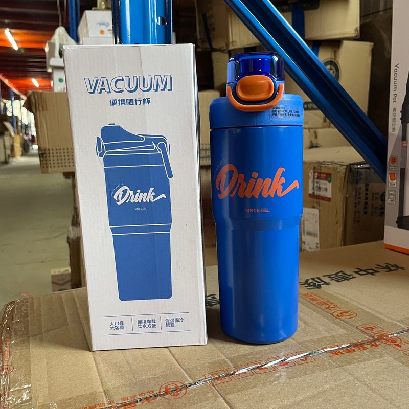 Bicchiere termico doppio Crystal Noble in acciaio inossidabile 316, grande capacità, con coperchio girevole semplice, 700 ml_voghion.com