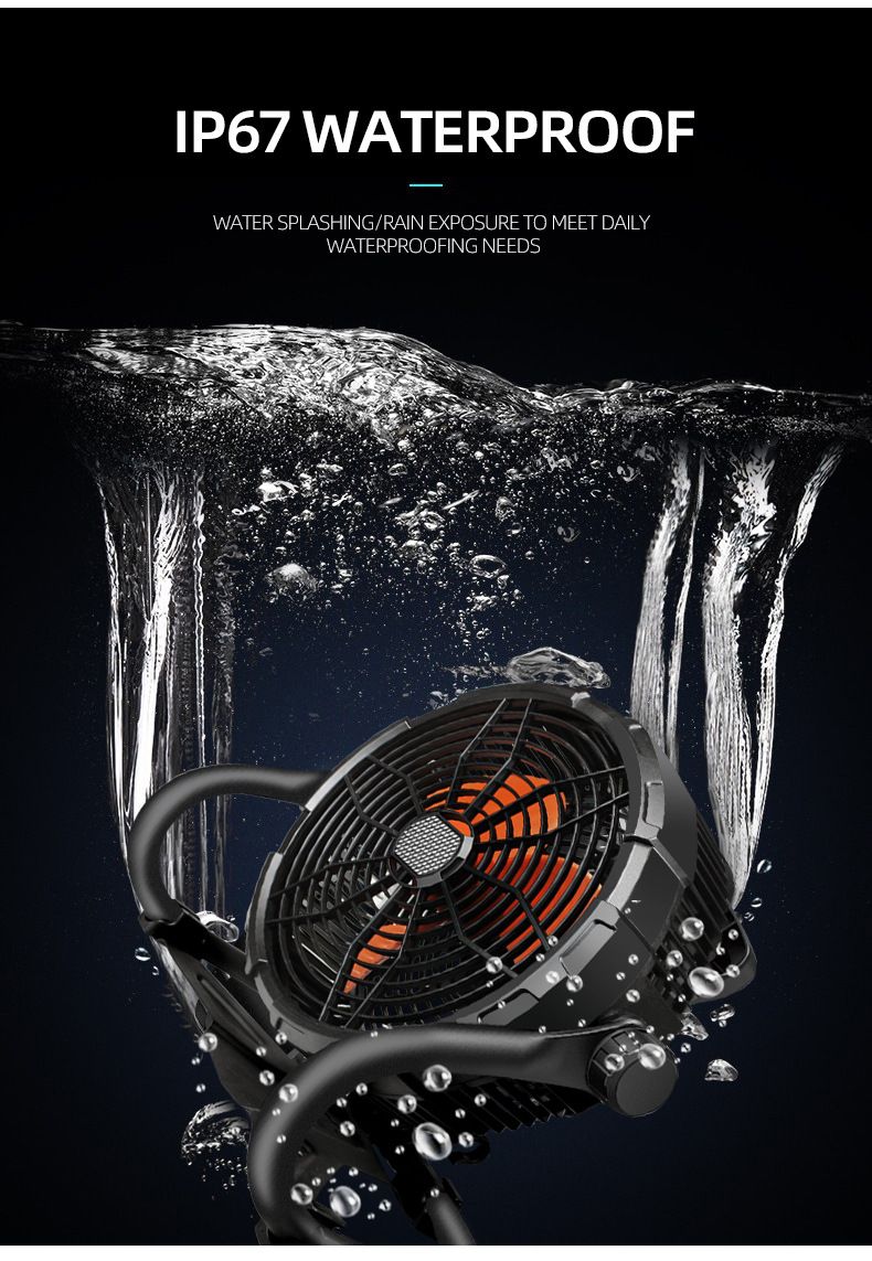 Ventilatore da campeggio all'aperto, ventilatore da campeggio all'aperto, cantieri edili, impermeabile, portatile, mobile, con illuminazione, ricaricabile, per la pesca, con vento forte._voghion.com