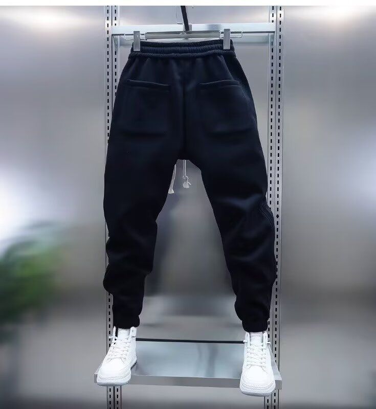 Pantalon de jogging décontracté pour homme avec taille élastique et cordon de serrage aux poignets – Pantalon de survêtement slim rayé pour le printemps et l'automne (noir/vert)_voghion.com