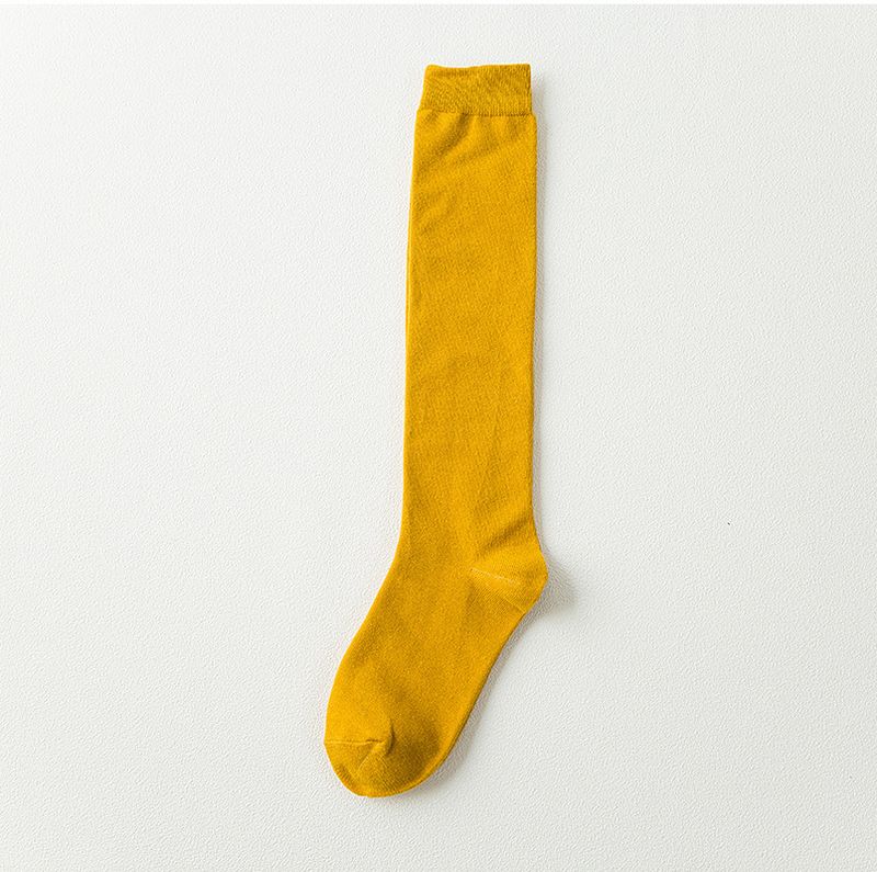 Women's Long Cotton Colorful Autumn Winter Basic Calf Student Slimming Mid-Calf Knee-High Slouch Socks_voghion.com