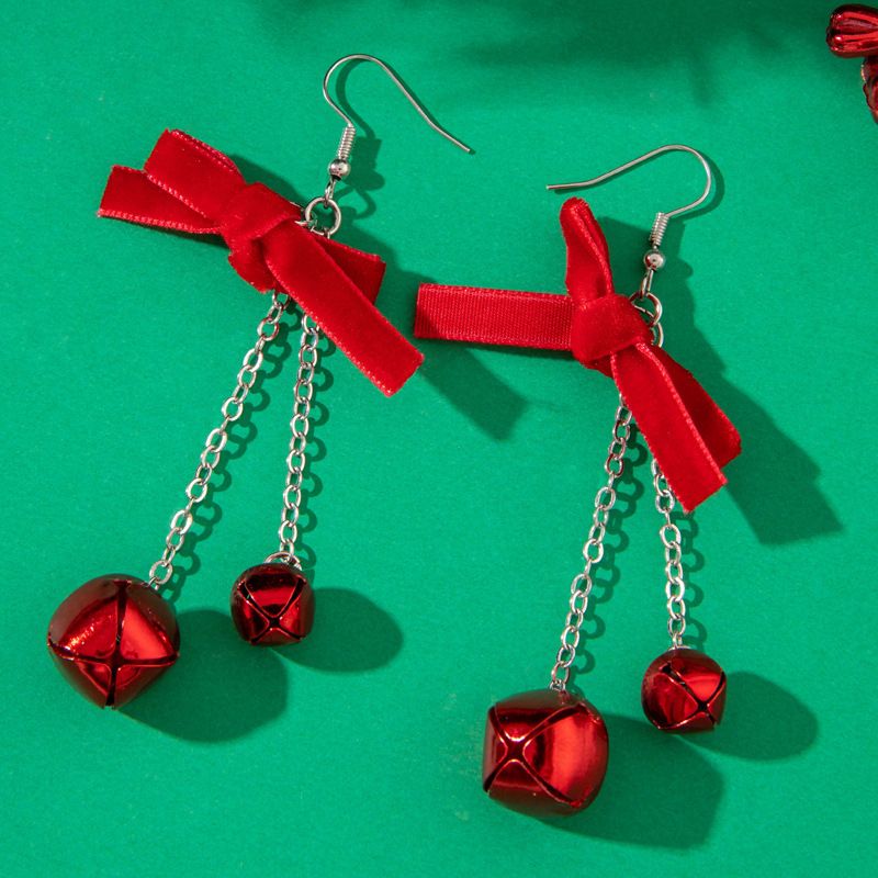 Simple Niche Design Colorful Bell Beaded Christmas Earrings_voghion.com