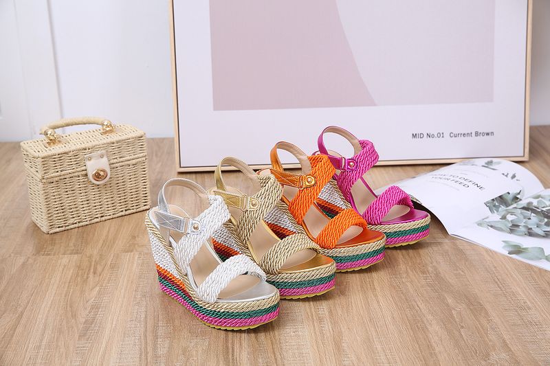 Γυναικεία Παπούτσια Νέο Στυλ με Τακούνι Σφήνας, Παντόφλες με Ουράνιο Τόξο, Γυναικεία Ψηλοτάκουνα Σανδάλια για Υπαίθριες Δραστηριότητες, Αδιάβροχα Γυναικεία Παπούτσια με Πλατφόρμα_voghion.com