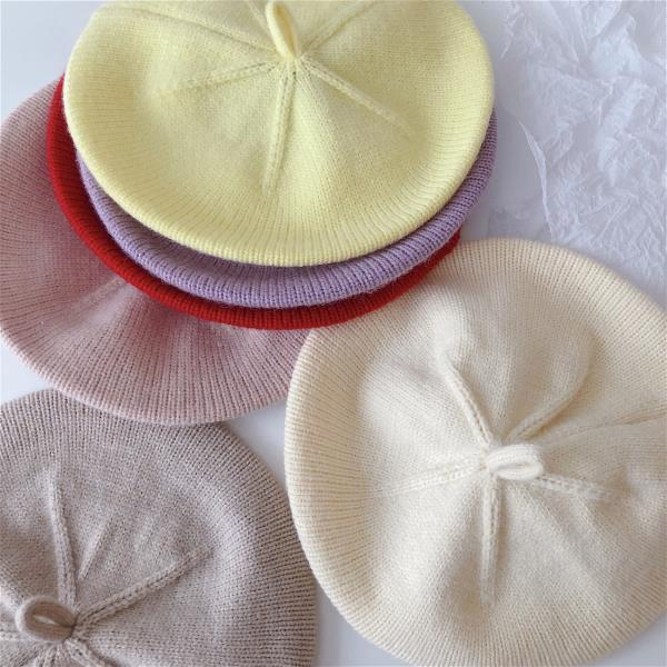 Crèmefaarweg einfarweg Kannerstrickmütz Béret Hierscht Puppelchen mëll Molermütz Wollmütz_voghion.com