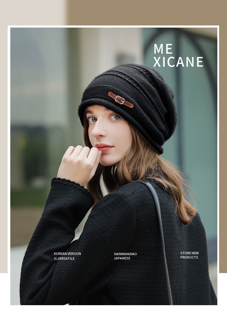 Damen Herbst Winter Strickmütze aus Wolle, warm, lässig, lässig, aus Kaninchenfellmischung, vielseitig, trendig, modisch_voghion.com