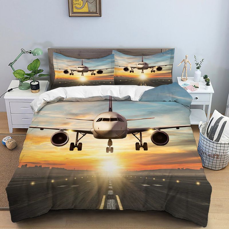 Aircraft takeoff three pieces, car bedding set of four pieces_voghion.com