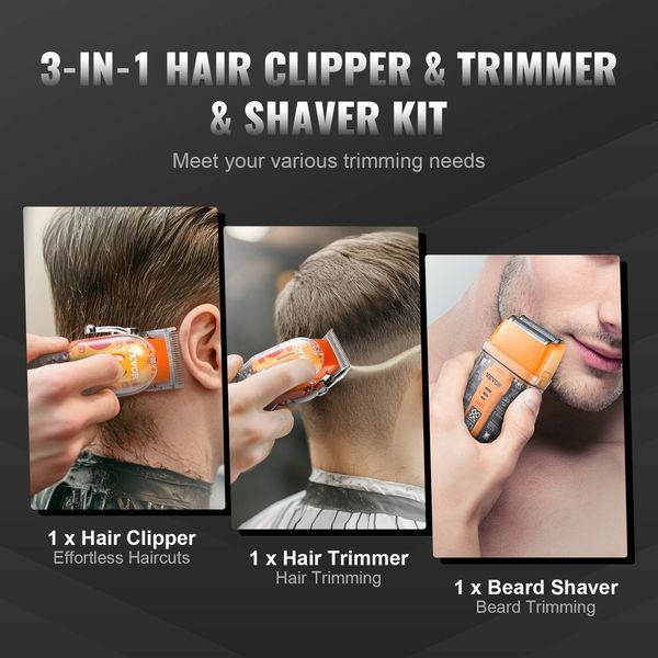 VEVOR Professioneller Haarschneider für Männer 3-in-1 Haarschneider Trimmer & Rasierer Set_voghion.com