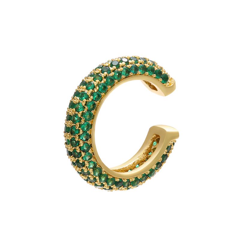 Damenschmuck Perlenschnalle Schmuck Mikro eingelegter farbiger Diamant Ohrknochenclip Farbiges Zirkonium Einfache Ohrclip-Ohrringe Kupfer K vergoldet_voghion.com