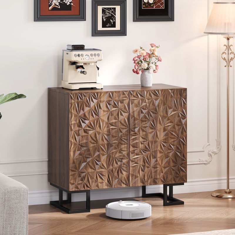 Credenza 80x78 cm Walnussoptik, cassettiera con apertura a pressione, metallo, design moderno_voghion.com