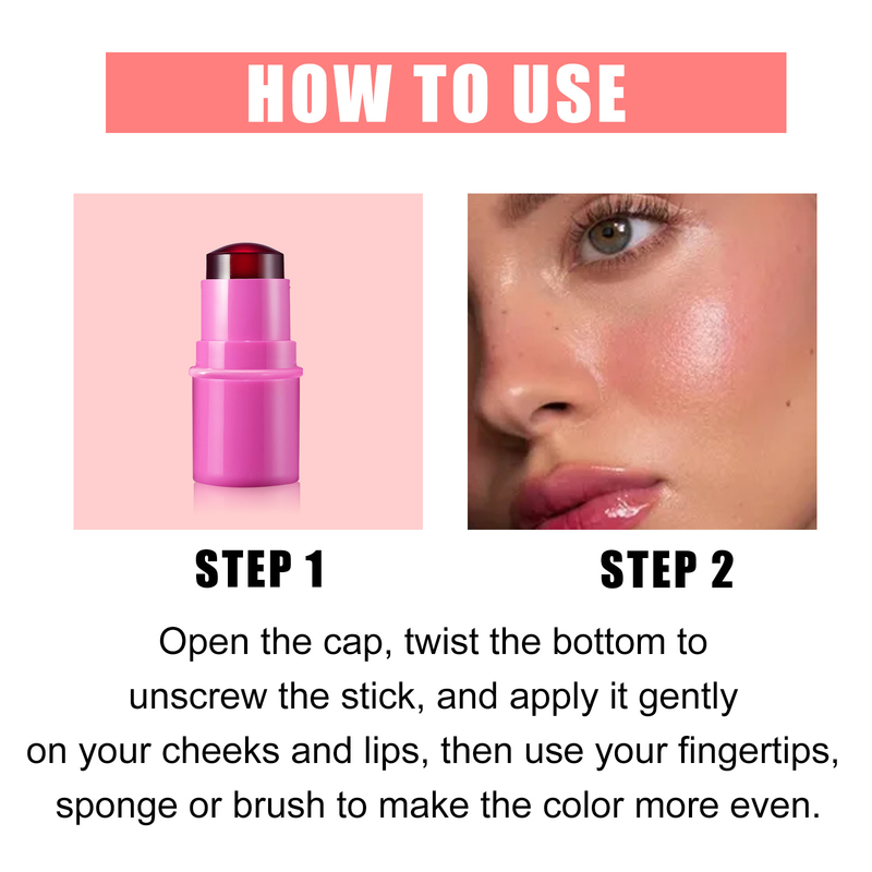 EELHOE Fruit Jelly Berry Stick, Colorful, Makeup Free, Moisturizing Lip Color powder blusher Dual purpose Stick_voghion.com