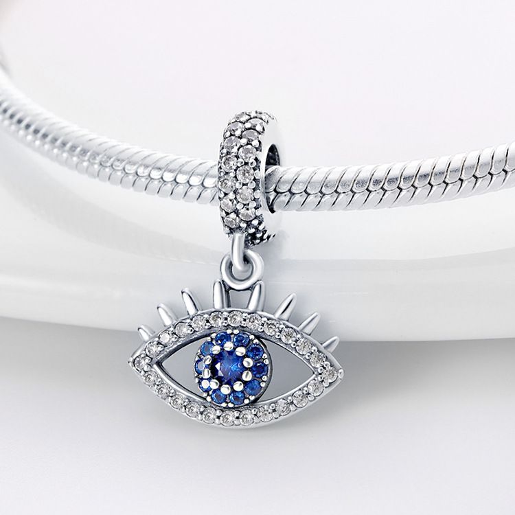 Gioielli da donna in rame bianco placcato argento 925 serie occhio del diavolo accessori fai da te perline pendenti_voghion.com