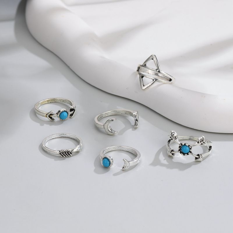 Türkis Mond Pfeil Dreieck Hohl Offen 6-teiliges Set Neue Ring_voghion.com