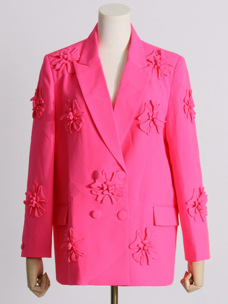 abito patchwork di fiori tridimensionali a doppio petto di nuova marca di moda per donna_voghion.com