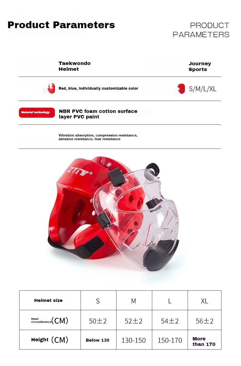 Taekwondo helmet adult training protective gear Taekwondo head protector NBR detachable face mask_voghion.com