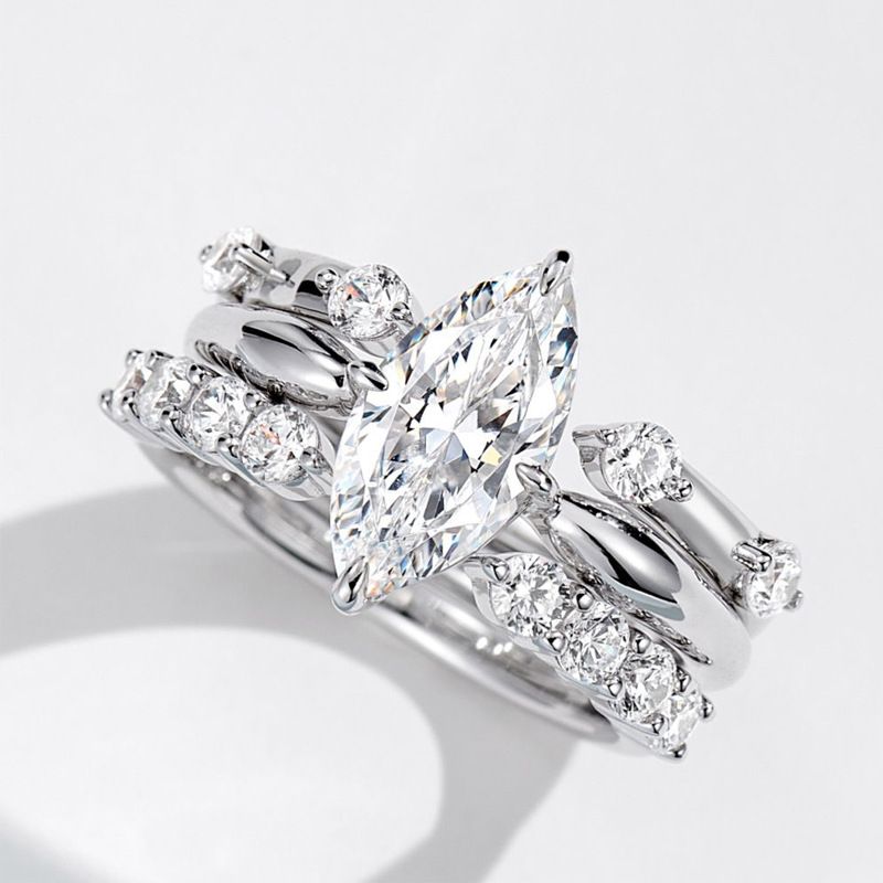 Pferdeaugenblase im Ins-Stil für Frauen, reines Silber, hochwertiges Nischendesign, simulierter Diamantring, Heiratsantrags-Ehering_voghion.com