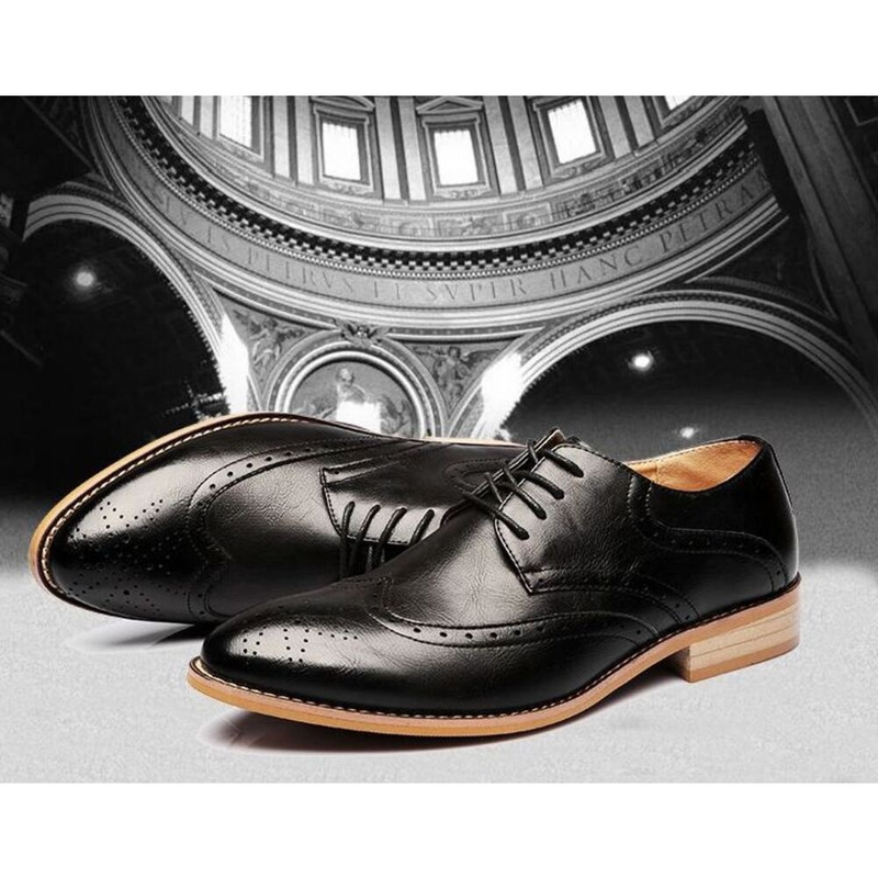 Formale Oxford-Schuhe aus Leder für Herren, Schnürschuhe, Business-Schuhe mit spitzer Zehenpartie, für Hochzeit, Party, rutschfest_voghion.com