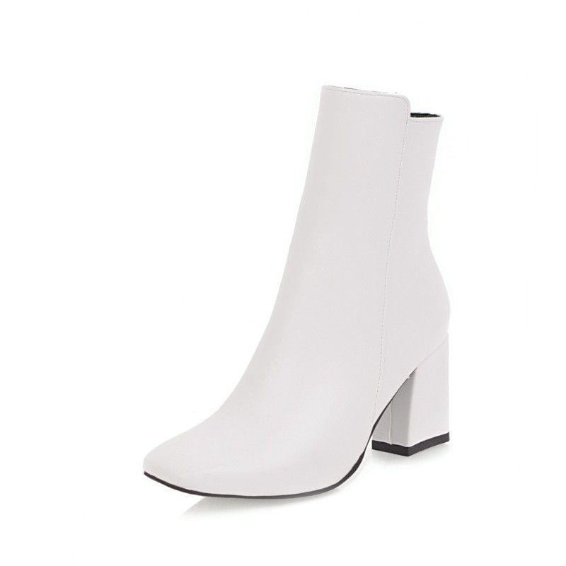 Stivaletti da donna con tacco alto e punta quadrata in PU, tendenza invernale, sconto all'ingrosso disponibile_voghion.com