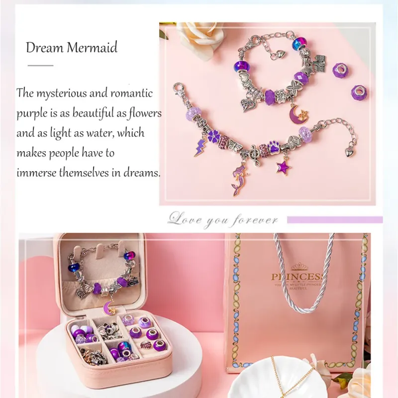 Adventskalender-Armband mit Kette zum Selbermachen für Kinder mit Aufbewahrungsbox, Schmuckset für Mädchen 230511_voghion.com