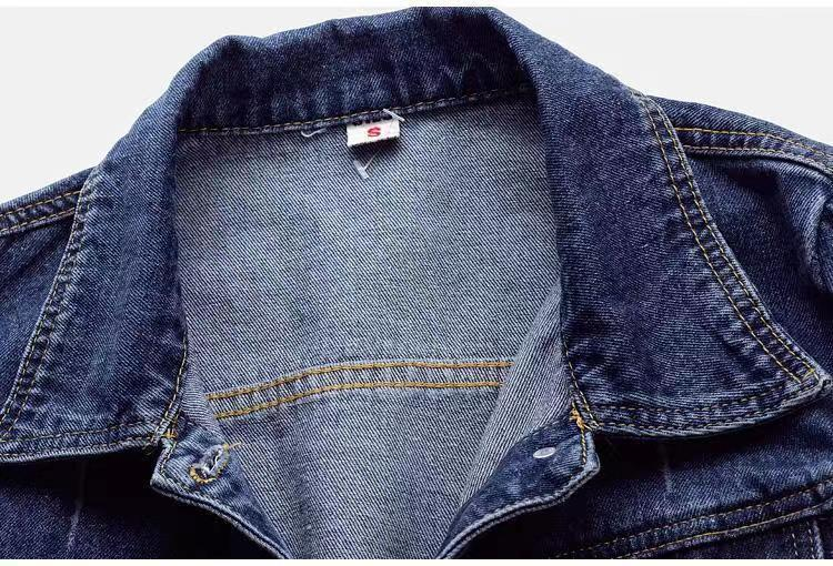 Wiosna Lato Pełne Rękawy Solidne Kobiety Kołnierz Zniszczony Płaszcz Damski Sprany Przycięty Denim Kurtka Dziewczyna Podarte Jeansy_voghion.com