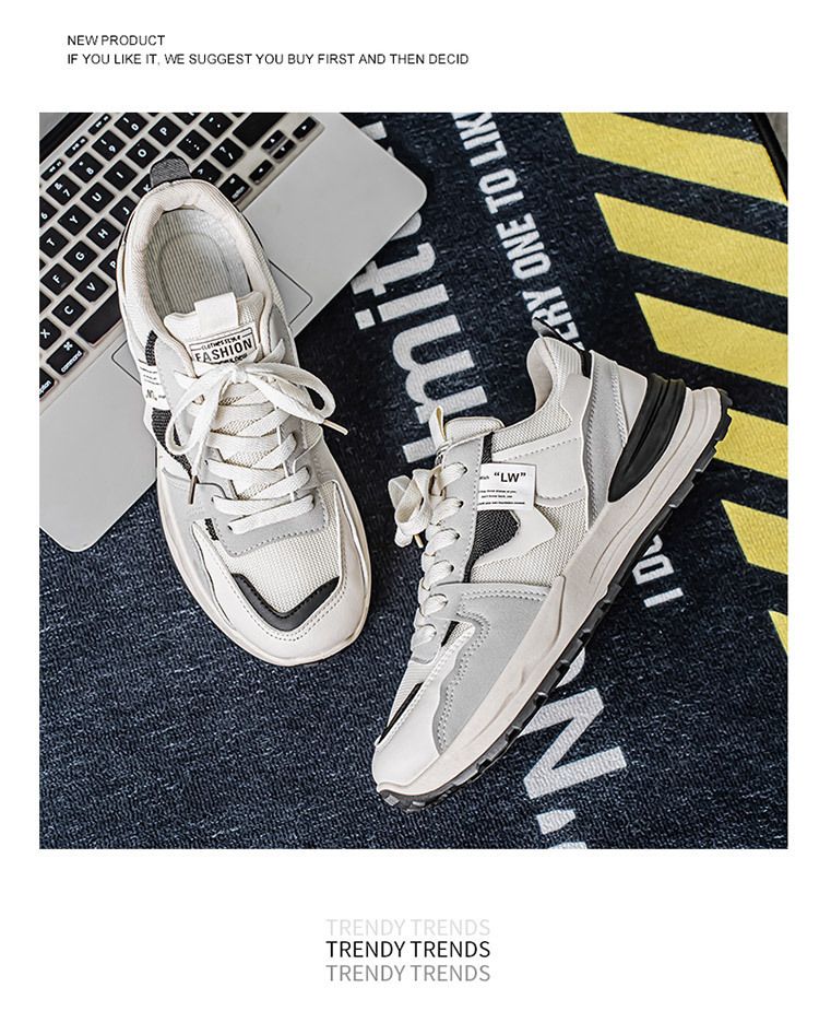 Herbst Neue atmungsaktive Mesh-Sportschuhe für Herren Trendy Vielseitige Laufschuhe Lässige Dad Sneakers mit dicken Sohlen_voghion.com