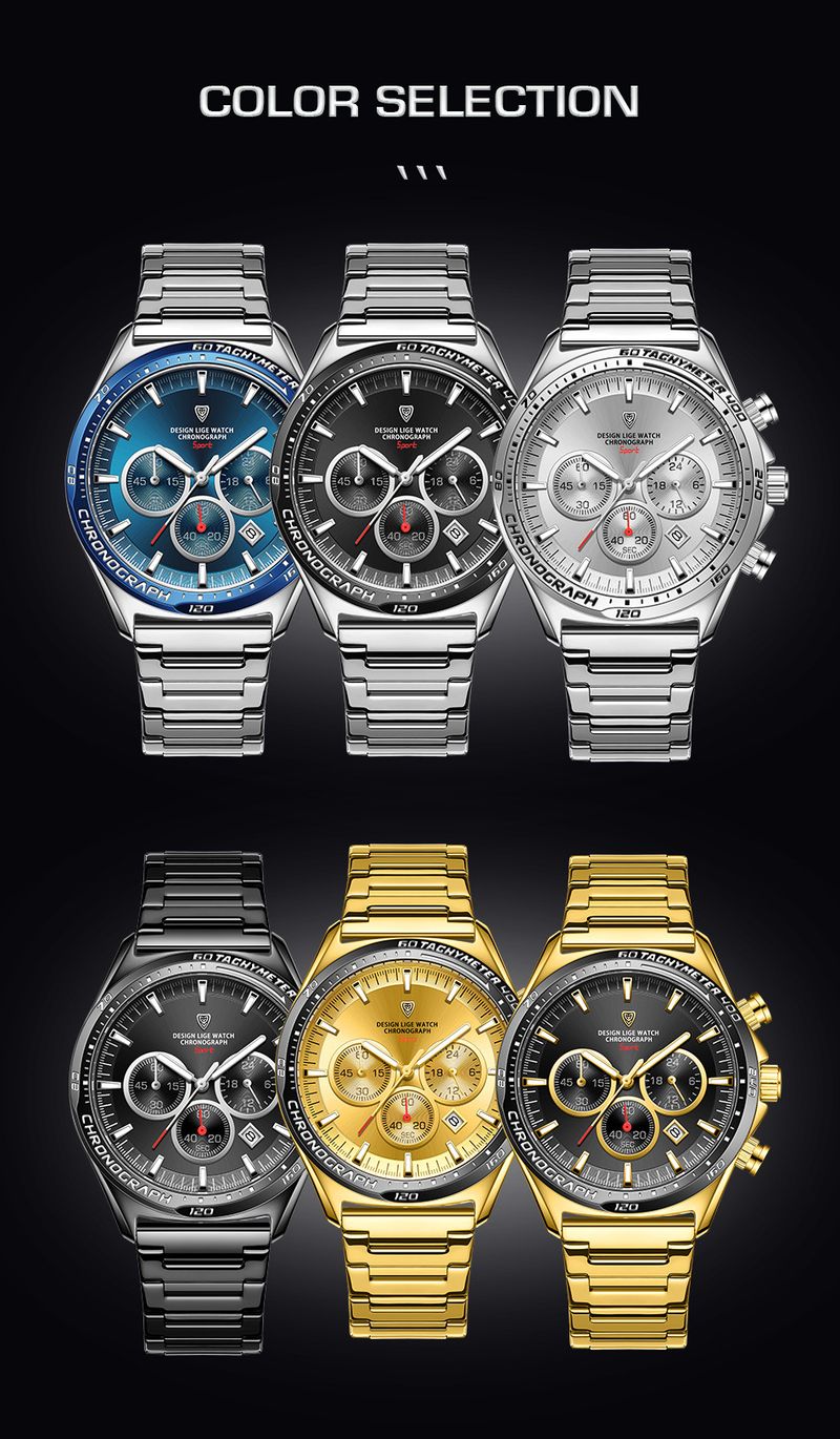 Men's Elegant Stainless Steel Quartz Watch With Date Display, Luminous Hands, And Water Resistance For Business Professionals_voghion.com