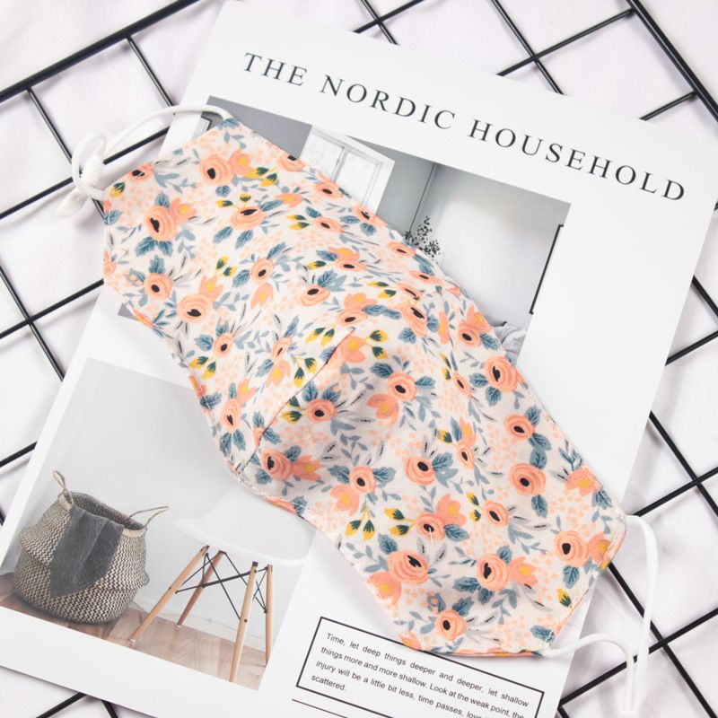 Klein vers bloemenpatroon Dubbellaags ademend verstelbaar stofmasker voor vrouwen_voghion.com