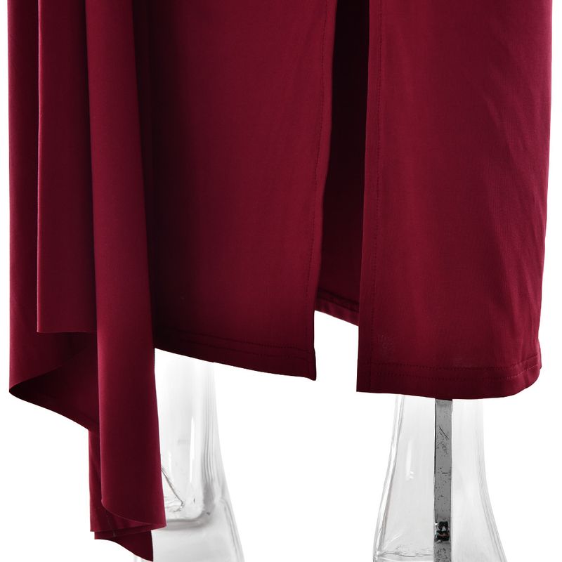 Elegante abito aderente a maniche lunghe con spalle scoperte, volant e vita alta – Abito da sera slim fit alla moda per donna_voghion.com