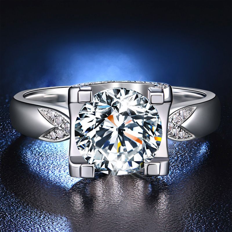 Korean Style Moissanite For Women Plated PT950 New Bull Head Heart Simulated Diamond Proposal Engagement Ring_voghion.com