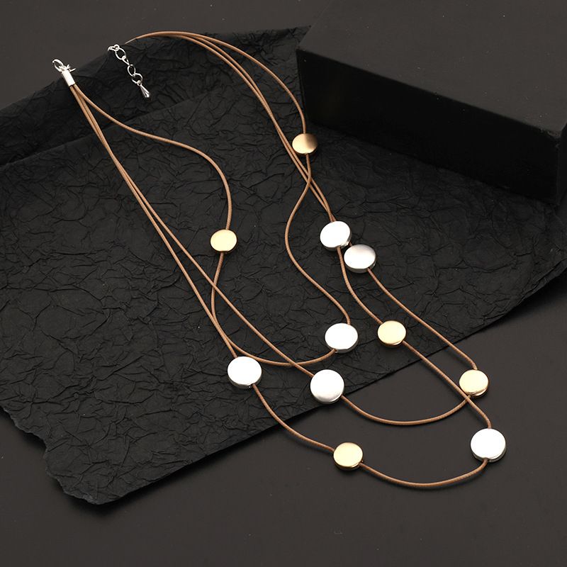 Collane alla moda in acciaio inossidabile per donna Catena multistrato per clavicola Geometrica Cool Retro Choker Collari punk irregolari Chian_voghion.com